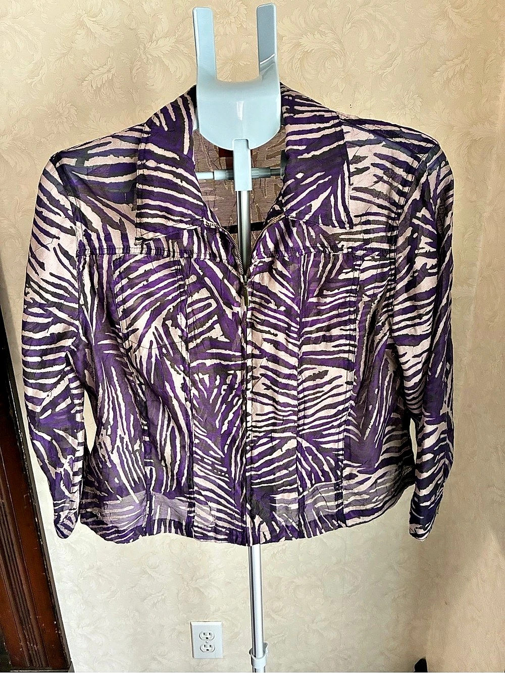 Ruby Rd. Women's Animal Print Jacket Purple & White Size 14 Like New